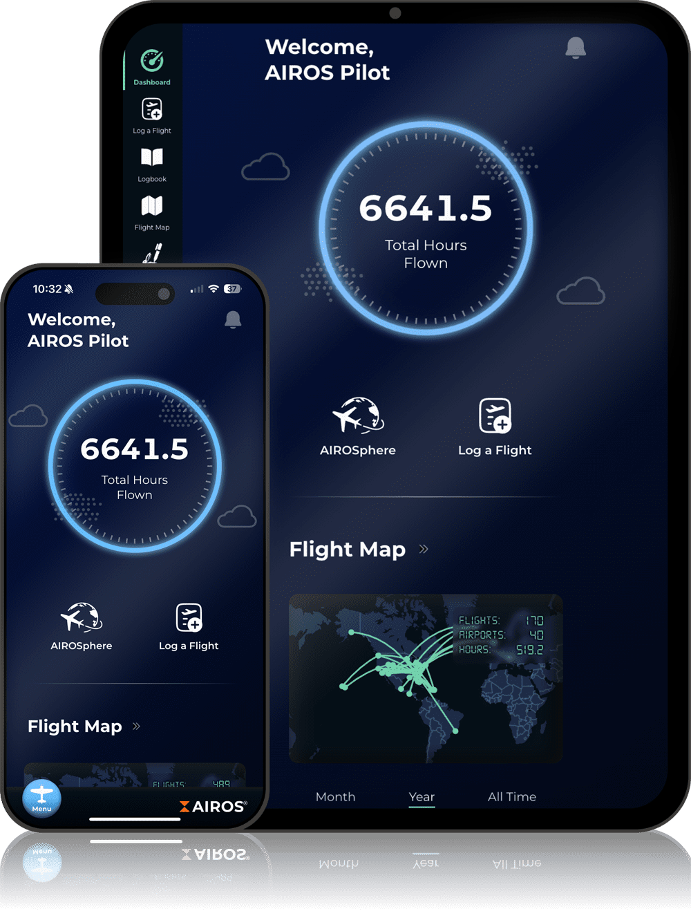 AIROS dashboard on an iphone and tablet side by side